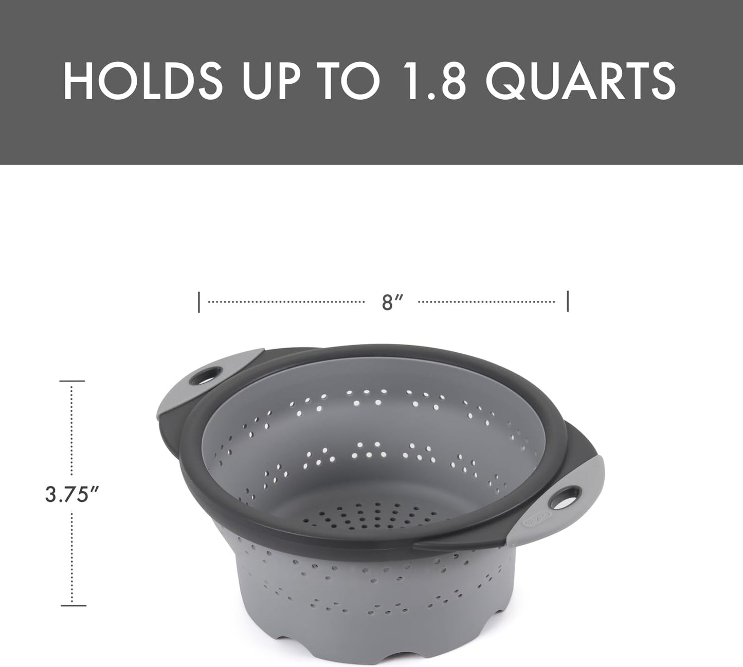 Dexas 10" Collapsible Silicone Colander in Cream, Kitchen Strainer with Handles, 15.1 Cup Capacity | BPA-Free, Heat-Resistant, Space-Saving Kitchen Tool