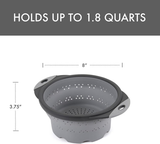 Dexas 10" Collapsible Silicone Colander in Cream, Kitchen Strainer with Handles, 15.1 Cup Capacity | BPA-Free, Heat-Resistant, Space-Saving Kitchen Tool