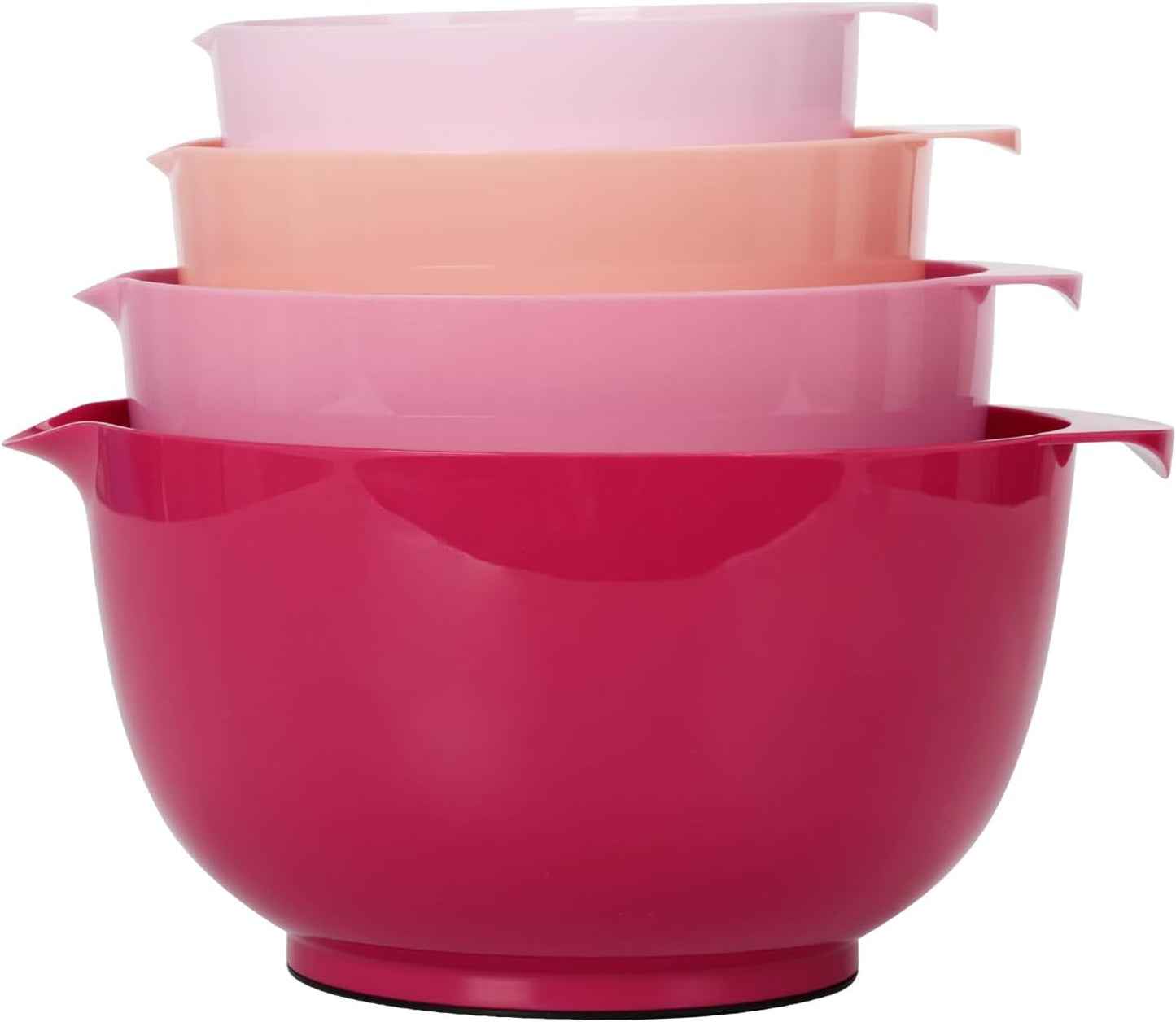 BoxedHome Green Ombre Nesting Plastic Mixing Bowl Set With Pour Spout, Microwave and Dishwasher Safe, BPA free Non-Slip Base, Set of 4 Size 1.7, 2.5, 3.5 and 4.5qt, Great for Prepping, Baking, Cooking