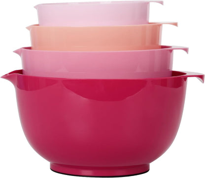 BoxedHome Green Ombre Nesting Plastic Mixing Bowl Set With Pour Spout, Microwave and Dishwasher Safe, BPA free Non-Slip Base, Set of 4 Size 1.7, 2.5, 3.5 and 4.5qt, Great for Prepping, Baking, Cooking