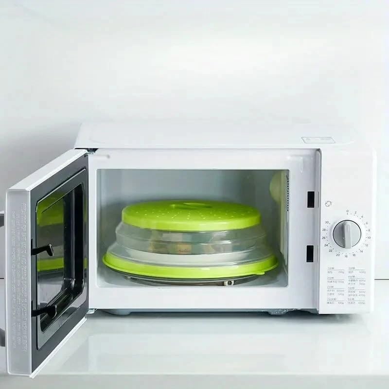 Dependable Industries' 2-in-1 Collapsible Microwave Splatter Guard Cover & Vegetable Washing Colander: The Ultimate Space-Saving Kitchen Essential (Gray)