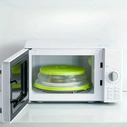 Dependable Industries' 2-in-1 Collapsible Microwave Splatter Guard Cover & Vegetable Washing Colander: The Ultimate Space-Saving Kitchen Essential (Gray)