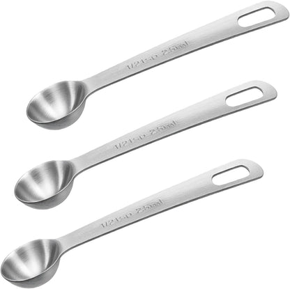 3 Pcs Stainless Steel Measuring Spoons – 5ml/1 Tsp Short Handle Scoops for Baking, Liquid Ingredients & Tea, Soup & Kitchen Cooking