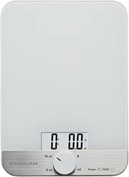 KitchenAid KQ908 Glass Surface 11 Pound Capacity Digital Kitchen and Food Scale, Scale for Food Ounces and Grams, Dry and Liquid Ingredients, Black