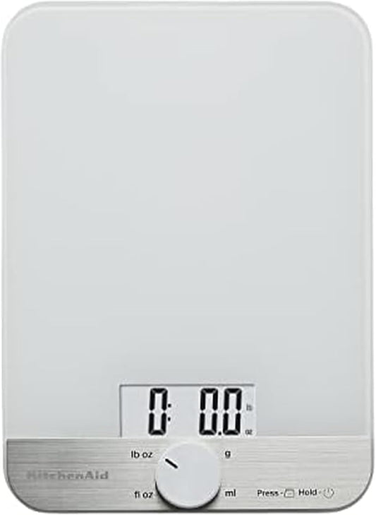 KitchenAid KQ908 Glass Surface 11 Pound Capacity Digital Kitchen and Food Scale, Scale for Food Ounces and Grams, Dry and Liquid Ingredients, Black