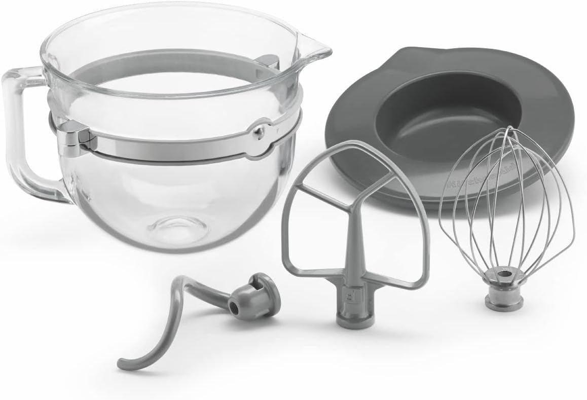 KitchenAid 5 Quart Tilt-Head Glass Bowl with Measurement Markings & Lid - KSM5GB
