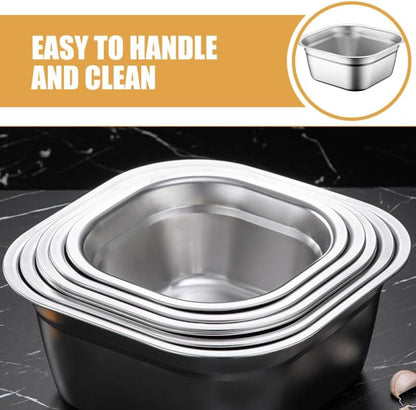 Multifunctional Square Vegetable Washing Basin 9.84 Inch Large Capacity Stainless Steel Kitchen Sink Tub for Food Prep and Cleaning