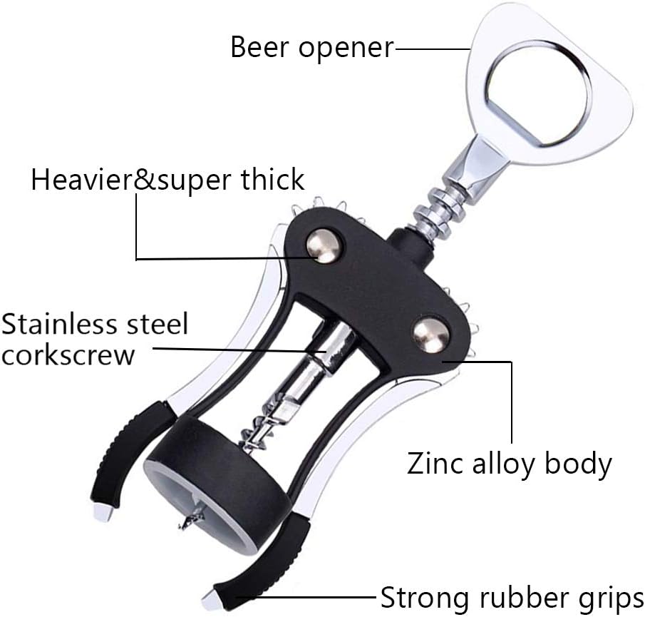 Foho Best Wing Corkscrew Wine Bottle Opener Luxury Waiter Corkscrew with Stopper Set for Wine Enthusiast Waiters - Sleeve Anchors
