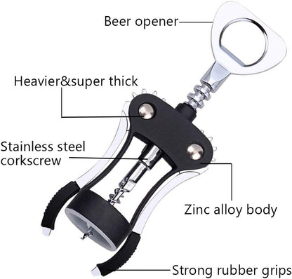 Foho Best Wing Corkscrew Wine Bottle Opener Luxury Waiter Corkscrew with Stopper Set for Wine Enthusiast Waiters - Sleeve Anchors