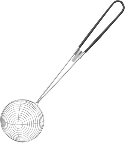 BESTYASH Portable Stainless Steel Spider Strainer Spoon Sturdy Mesh Frying Ladle for Household Cooking for Straining Vegetables and Meat Non Slip Handle