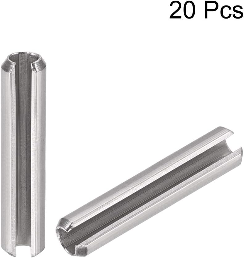 uxcell Slotted Spring Pin - M4 x 30mm 304 Stainless Steel Split Spring Roll Dowel Pins Plain Finish 20Pcs