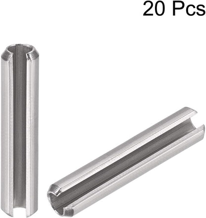 uxcell Slotted Spring Pin - M4 x 30mm 304 Stainless Steel Split Spring Roll Dowel Pins Plain Finish 20Pcs