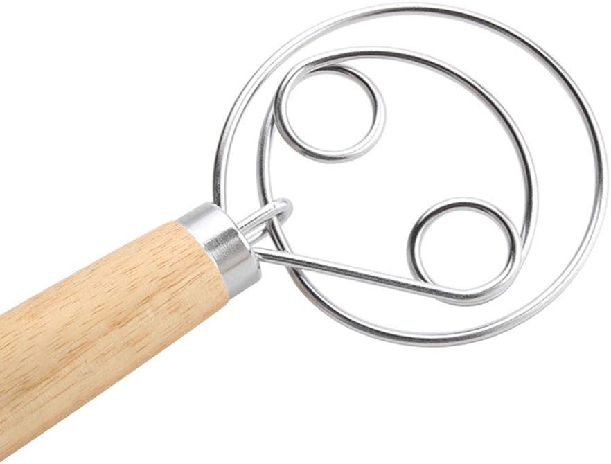 Danish Dough Whisk Mixer Blender admixer for Cake Dessert Bread Pizza Pastry Hand Kitchenware wooden handle