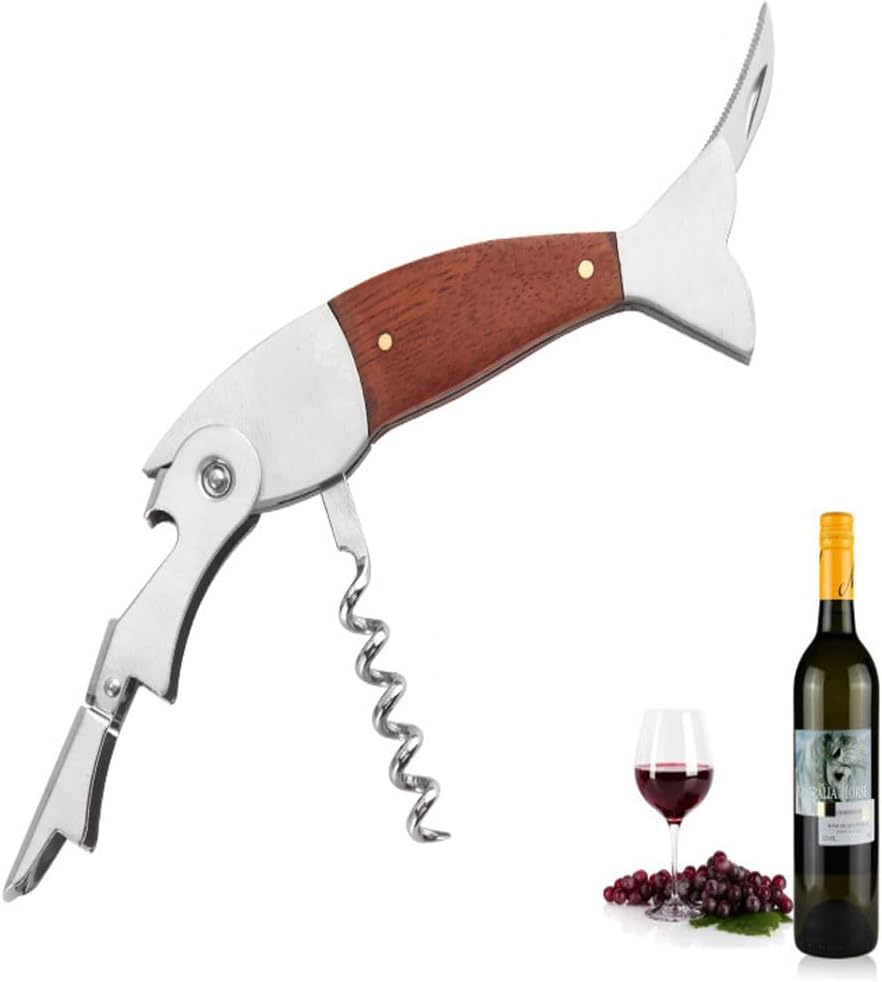 Unique Fish Corkscrew, Professional Waiters Corkscrew Wine Key Bottle Opener,Manual Wine Key for Servers, Waiters, Bartenders and Home Use
