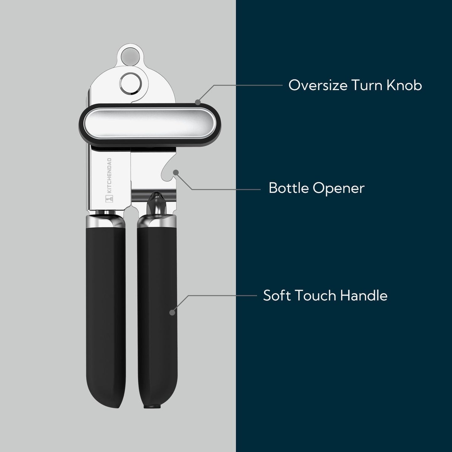 KITCHENDAO Manual Can Opener, Super Sharp Sandvik 12C27 Blade, Handheld Can Opener with Magnet, Smooth Edge Cut, Soft Grip, Oversized Knob for Seniors & Arthritis, Easy to Use, Green