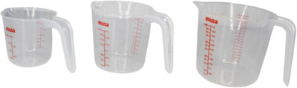 IMUSA Plastic Measuring Cups Set of 3/1,2 & 4 Cup with Easy Pour Spout & Red Indicators, Nesting Liquid and Dry Measuring Cups for Cooking & Baking