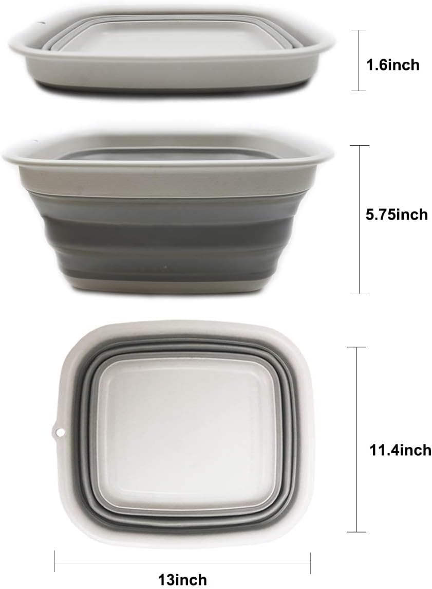 SAMMART 9.45L (2.5 Gallon) Collapsible Tub - Foldable Dish Tub - Portable Washing Basin - Space Saving Plastic Washtub (Grey, M)