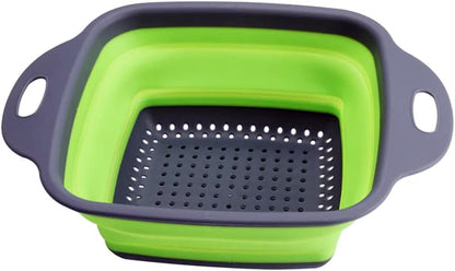 Collapsible Silicone Colander Strainer - Round - Green and Gray