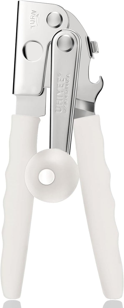Commercial Can Opener, UHIYEE Hand Crank Can Opener Manual Heavy Duty with Comfortable Extra-long Handles, Oversized Knob, Large Handheld Can Open Easy for Big Cans, Black