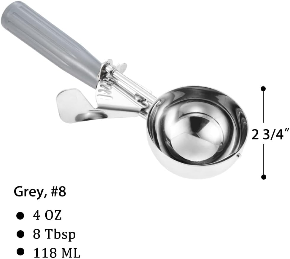 Portion Scoop - Disher, Cookie Scoop, Food Scoop - Portion Control - 18/8 Stainless Steel, Milk White Handle (#10 / 3oz)