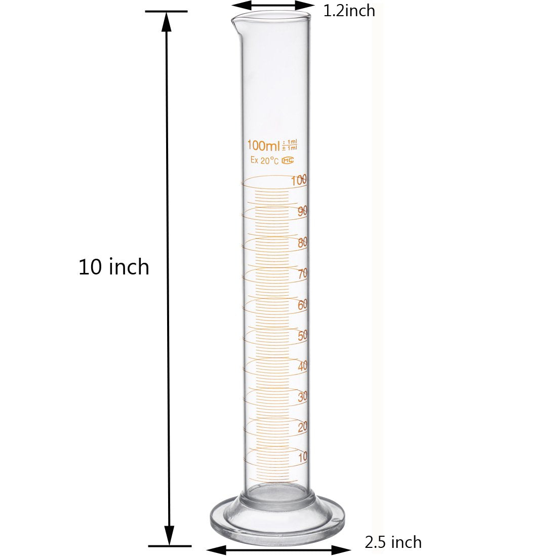 100 mL Glass Graduated Cylinder Measuring Single Metric Scale 2 Pcs with Brush (Pack of 2) … (100ml-2)
