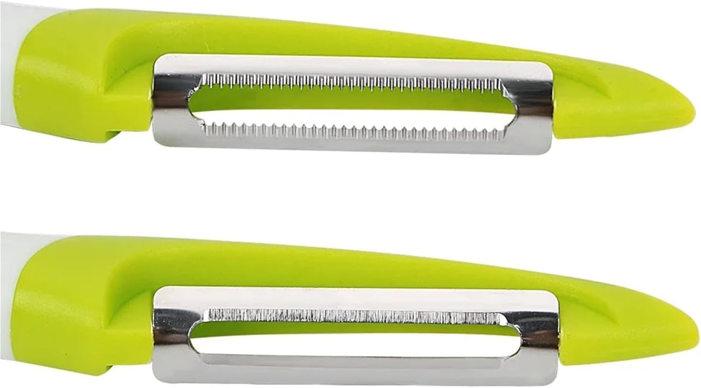 2-in-1 Stainless Steel Peeler and Julienne Cutter – Vegetable Fruit Shredder for Potatoes, Carrots, Cucumbers – Ergonomic Handle, Dishwasher Safe Kitchen Tool (1/2/3 Pack)(1Pc Flat)