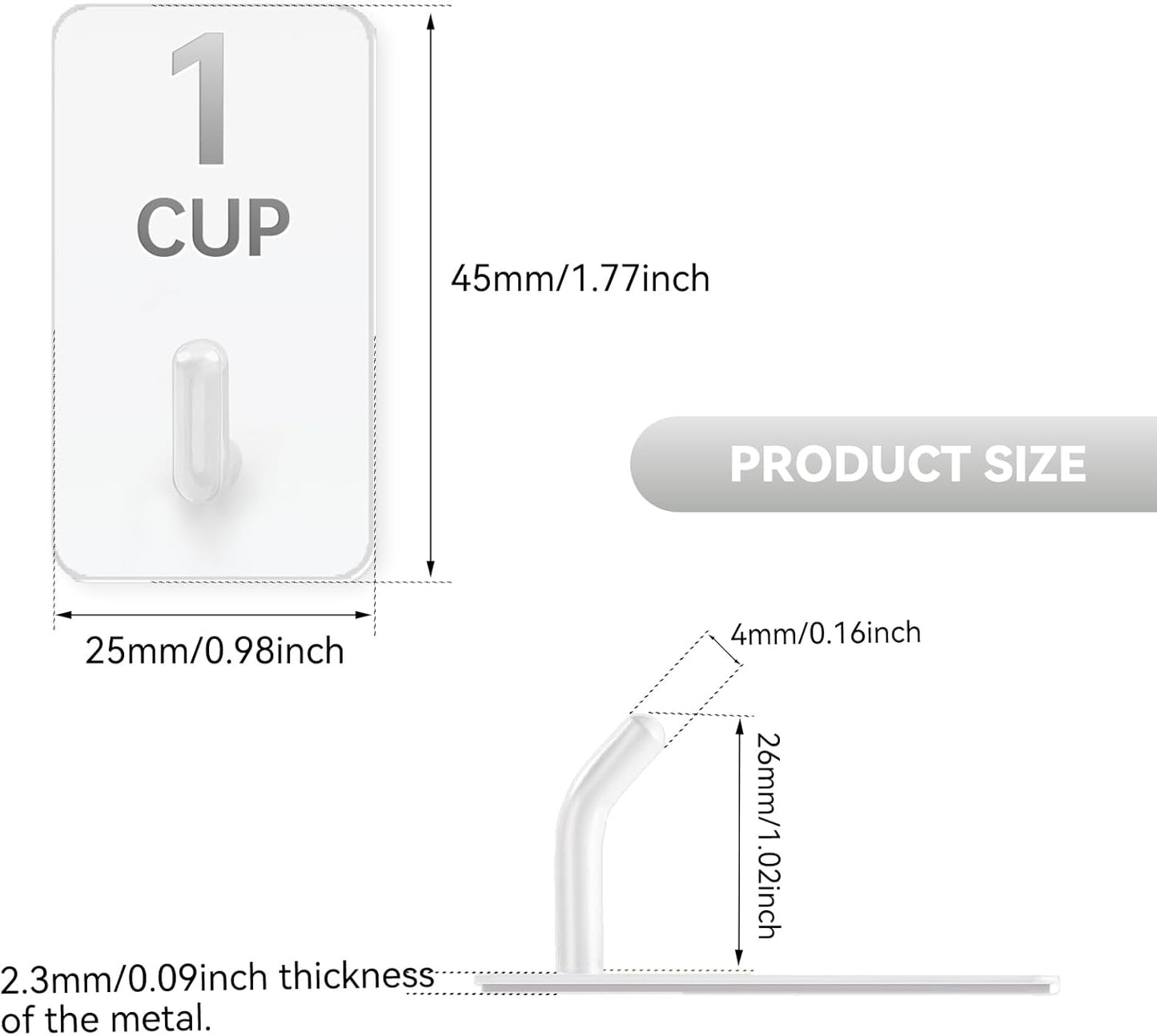 Measuring Cup and Spoon Organizer, 12 Pack Adhesive Wood Hooks for Hanging, Kitchen Hooks for Space Saving Storage