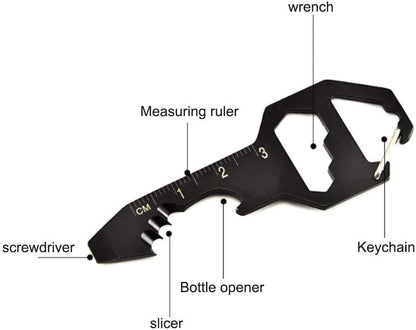 2PCS Keychain Bottle Opener Multi Tool, 100% Stainless Steel EDC Gadget, 6 Tools in 1 [Bottle Opener, Wrench, Screw Driver, Metric Ruler,Cord Cutter] Universal Everyday Carry Pocket and Backpack Tool