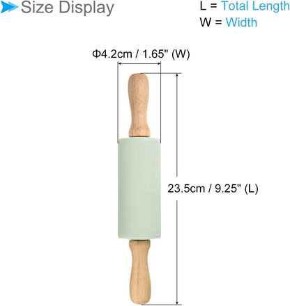 Silicone Rolling Pins, 17" Length, Silicone & Oak Non-Stick Ergonomic Wooden Handle Fondant Dough Roller Pink - (Applications: for Baking DIY Projects)