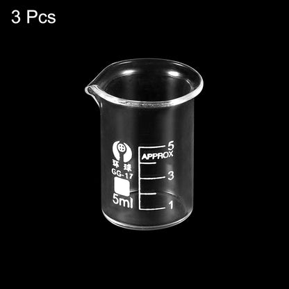 PATIKIL 3Pcs 10ml Low Form Glass Beaker, 3.3 Borosilicate Glass Graduated Printed Scale Measuring Cups with Spout for Kitchen Lab Liquids