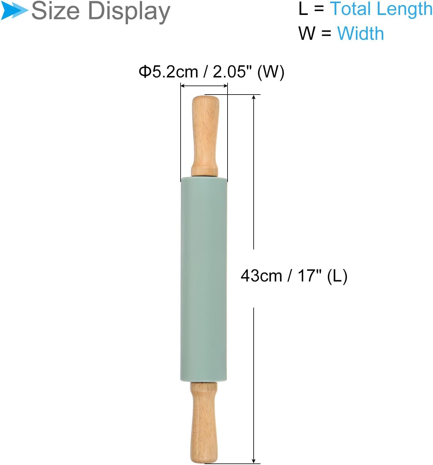 Silicone Rolling Pins, 17" Length, Silicone & Oak Non-Stick Ergonomic Wooden Handle Fondant Dough Roller Pink - (Applications: for Baking DIY Projects)