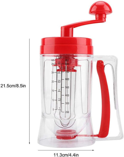 Hand Crank Batter Dispenser,Hand-held Manual Stirring Separator Funnel Mixer with Scale Baking Tool for Pancake Cupcake Waffle