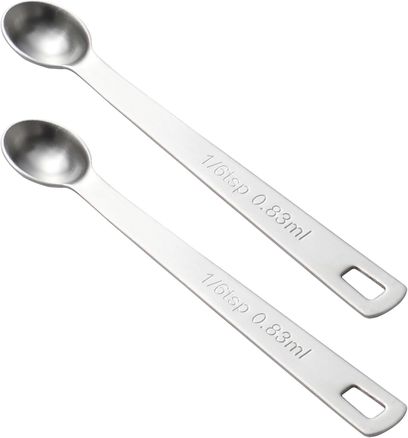 2PCS 1/8 Teaspoon(1/8tsp, 0.625 ml, Dash) Single Tiny Measuring Spoon, Small Individual Stainless Steel Measure Spoons Only