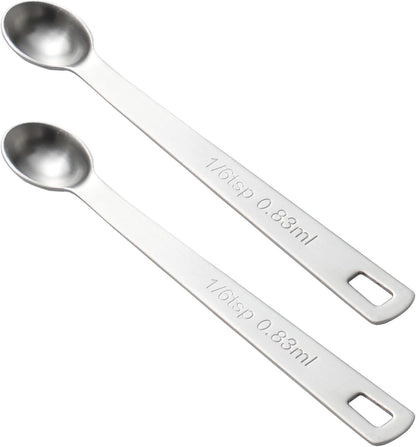 2PCS 1/4 Teaspoon(1/4tsp, 1.25 ml, Tad) Single Tiny Measuring Spoon, Small Individual Stainless Steel Measure Spoons Only
