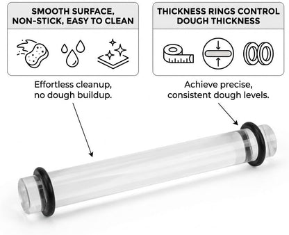 DIYOOHOMY 2Pcs Polymer Clay Roller Tools, Acrylic Rolling Pin with Thickness Rings Kit, Air Dry Clay Tools Clear Slab Roller Supplies