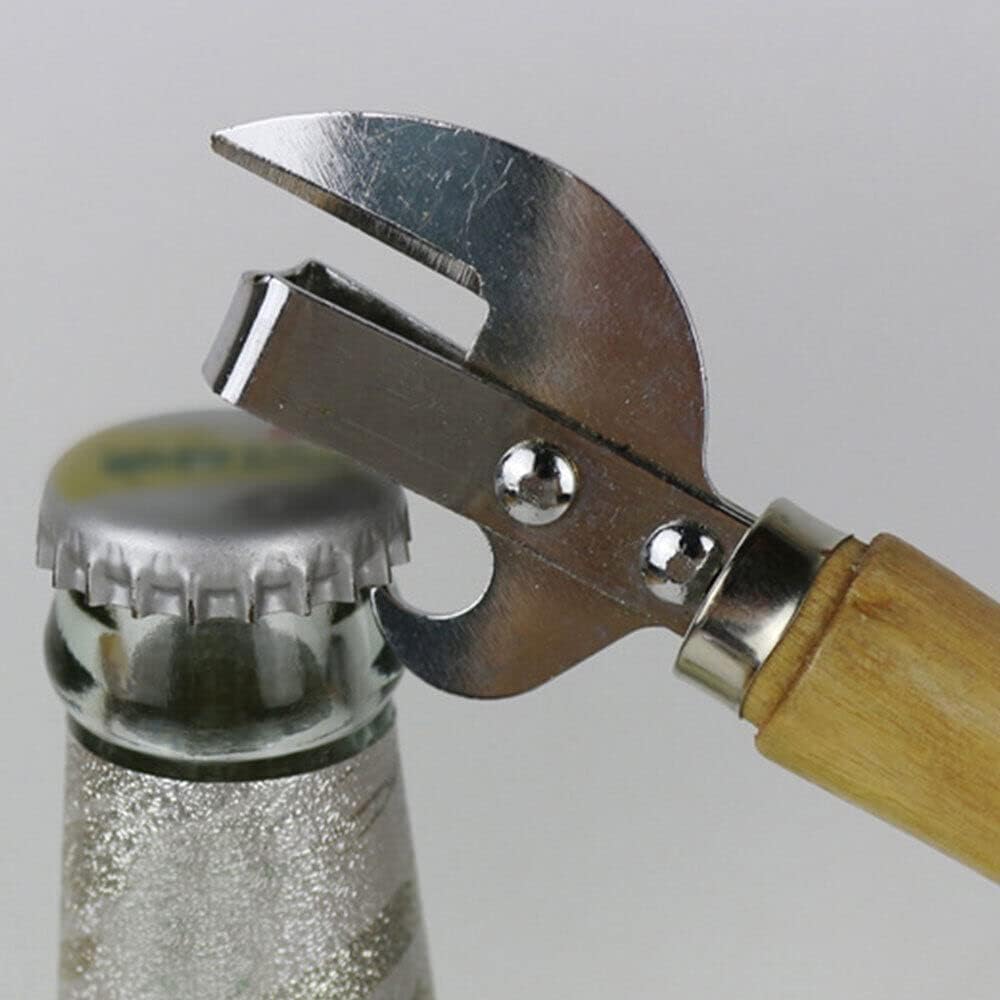 TEAMWILL 2pcs Stainless Steel Traditional Old Fashion Stab Can & Tin Opener and Corkscrew