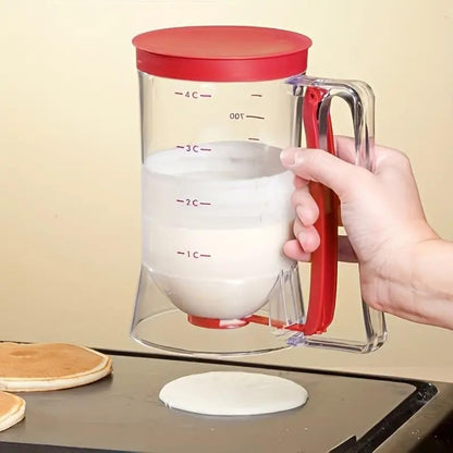 Batter Dispenser With Measuring Scale 900ml Capacity Leak Proof Design For Baking Pancake Muffin Cupcake Easy To Use Kitchen Baking Tool Baking Supplies for Griddle（Red）