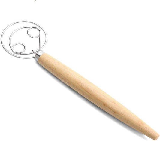 Danish Dough Whisk Mixer Blender admixer for Cake Dessert Bread Pizza Pastry Hand Kitchenware wooden handle