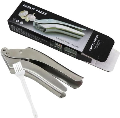 Premium Epicurean Garlic Press Stainless Steel – Heavy Duty Crusher, Easy Clean, Dishwasher Safe, Includes Brush