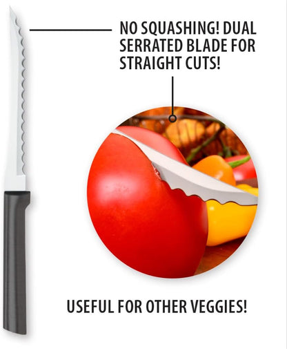 Rada Cutlery Tomato Slicer Knife (R126), 5" Stainless Steel Serrated Blade, Silver Handle