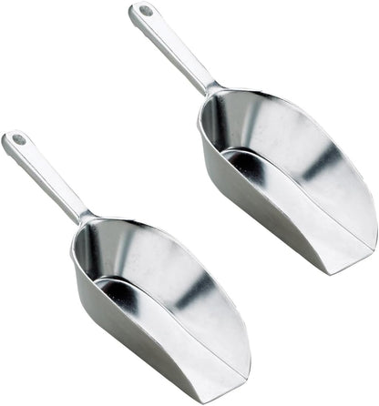 HIC Kitchen Flat Bottom Food Utility Scoop, 7.5-Inch, 185-Millimeter, Set of 2, Commercial-Grade Anodized Cast Aluminum