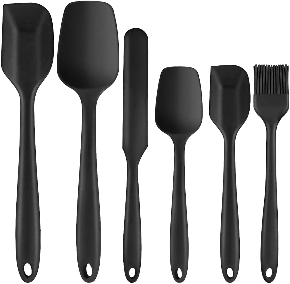 Food Grade Silicone Rubber Spatula Set for Baking, Cooking, and Mixing High Heat Resistant Non Stick Dishwasher Safe BPA-Free Multicolor Set of 6（Red）