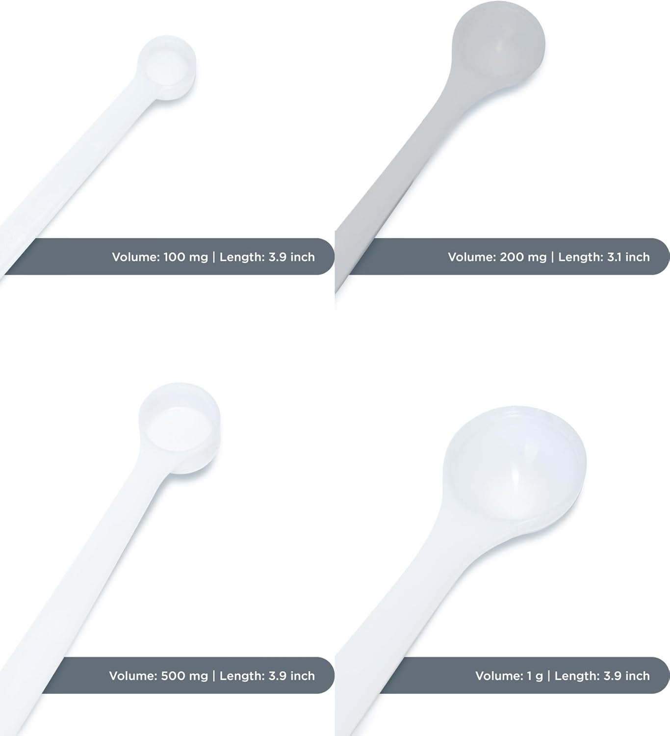 Dosing spoon | milligram measuring spoons set of 4 | exact dosing 100mg, 200mg, 500mg, 1g | mg measuring spoons for powder and liquids