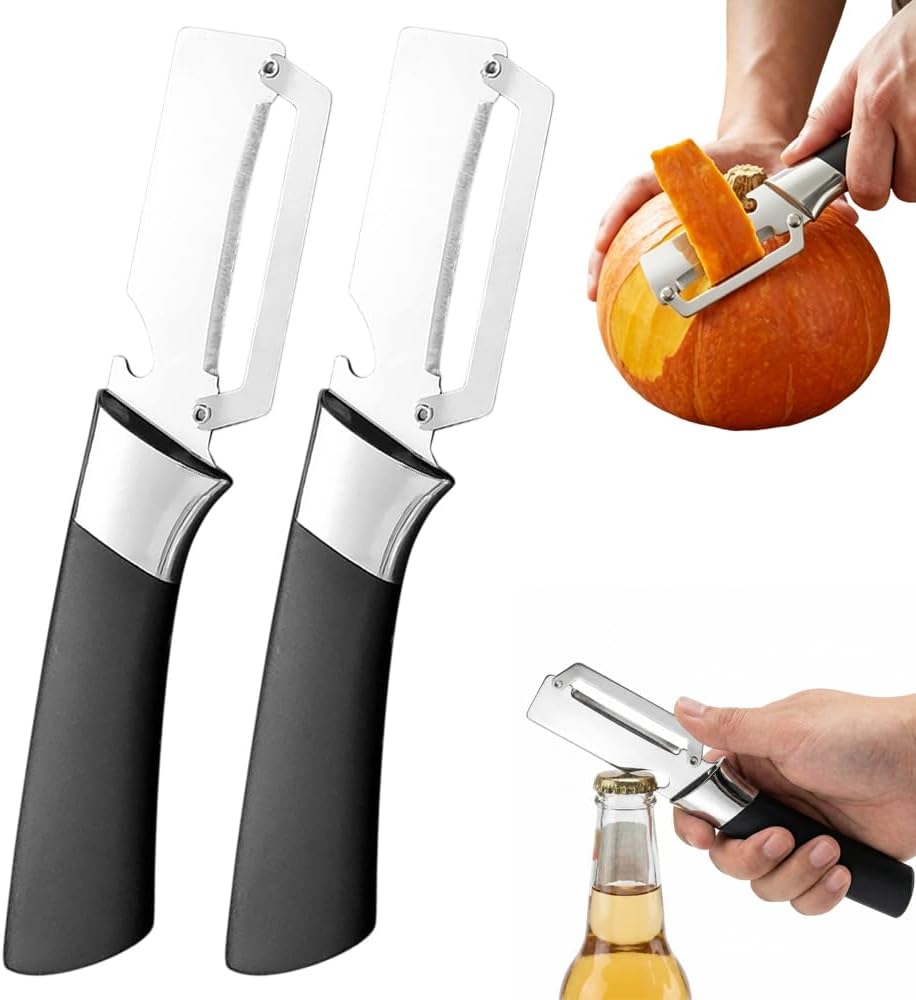 2026New Multi-functional Vegetable Peeler, Ktchen Multi-function Stainless Steel Thickened Fruit Peeler Knife with Wooden Handle, 3-1,Suitable for Peeling Fruits and Shredding Scallions (1PCS)