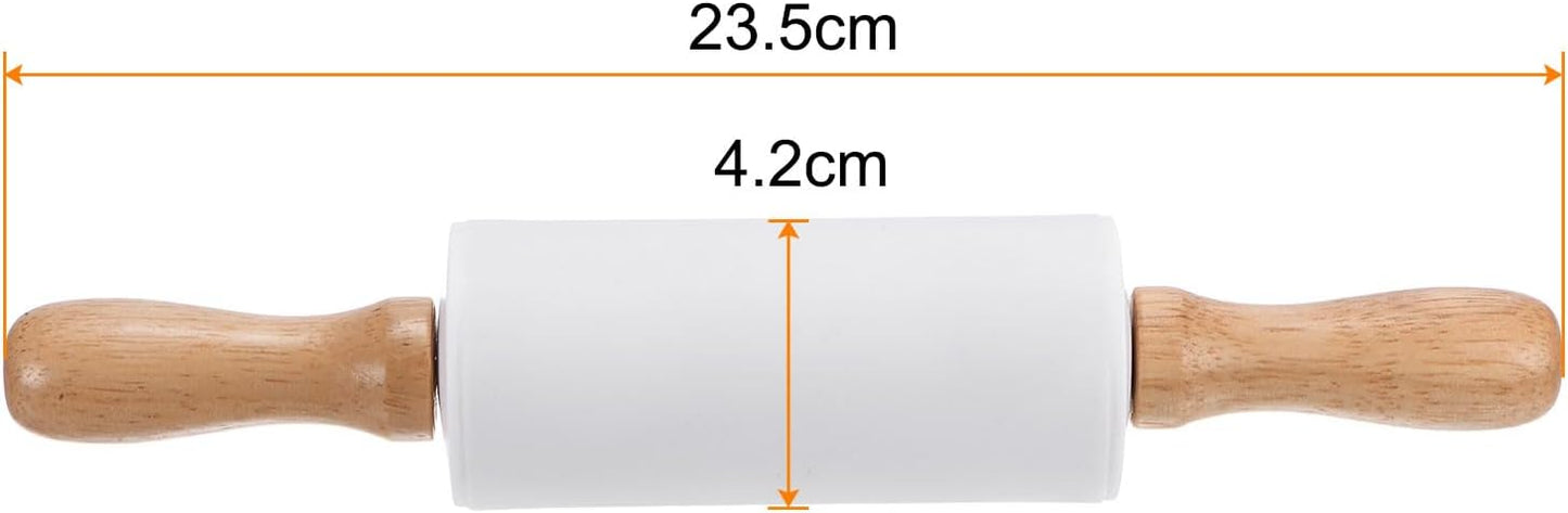 HARFINGTON Silicone Rolling Pins for Baking 12.2 Inch Non-Stick Silicone Surface Wooden Handle Rolling Pin Small Roller Playdough Rolling Pins for Fondant Kitchen Dough Pizza, Green