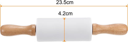HARFINGTON Silicone Rolling Pins for Baking 12.2 Inch Non-Stick Silicone Surface Wooden Handle Rolling Pin Small Roller Playdough Rolling Pins for Fondant Kitchen Dough Pizza, Green