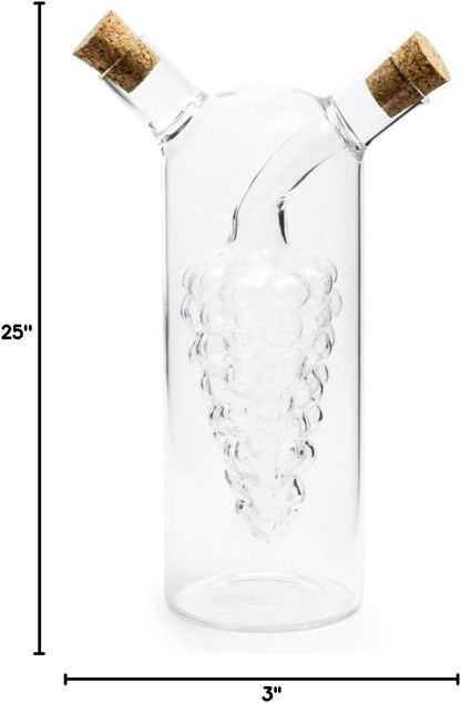 Fox Run 7050 Run Grape Motif Oil and Vinegar Cruet Dispenser Bottle, Clear Borosilicate Glass