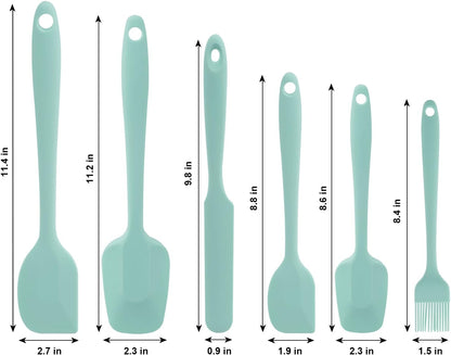 Silicone Spatulas Set of 6, Rubber Spoon Spatula Heat Resistant Spoonula One Piece Design Seamless Spatula Non-Stick Scrapers Baking Mixing Tool (Black)