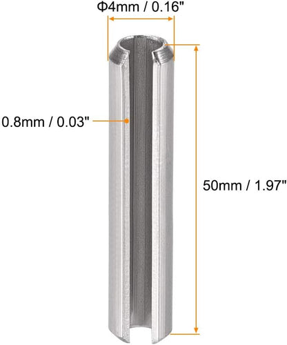 uxcell Slotted Spring Pin - M4 x 30mm 304 Stainless Steel Split Spring Roll Dowel Pins Plain Finish 20Pcs