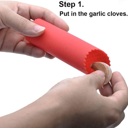 2 Set Silicone Garlic Peeler Easy Roller Tube Useful Garlic Odorfree Kitchen Tool (Black,Clear)